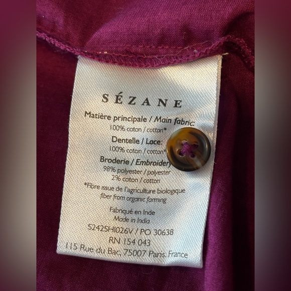 Sézane Honey Shirt Purple Sz 2 Romantic Lace Cotton Blouse French Chic Top - Picture 6 of 12